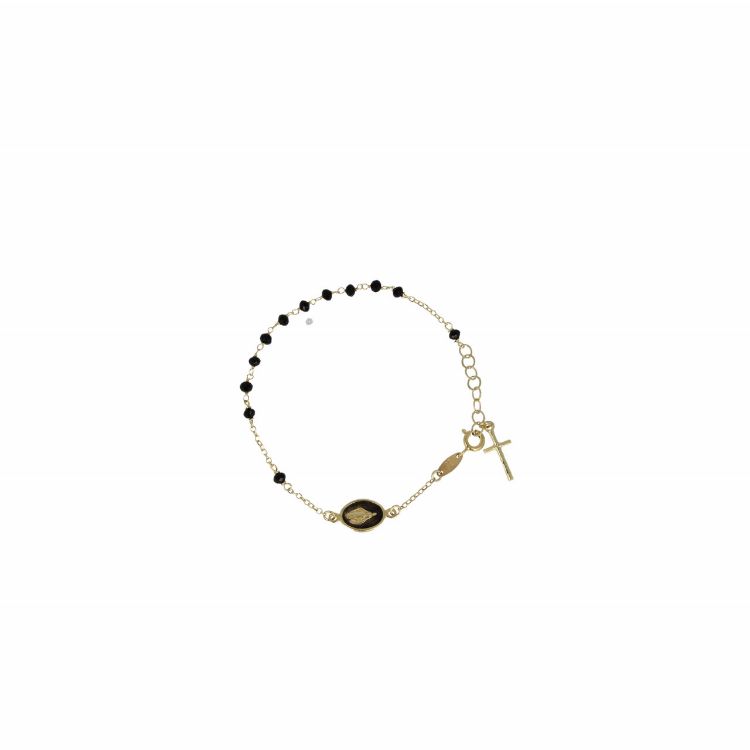 Afbeeldingen van GOUDEN ARMBAND ROSARY CROSS AND MARY ZWART