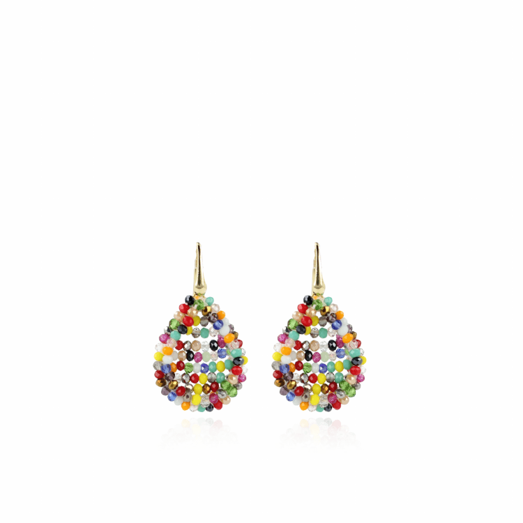 Afbeeldingen van MULTICOLOR OORBELLEN DAISY GLASSBERRY CLOSED DROP S DARK