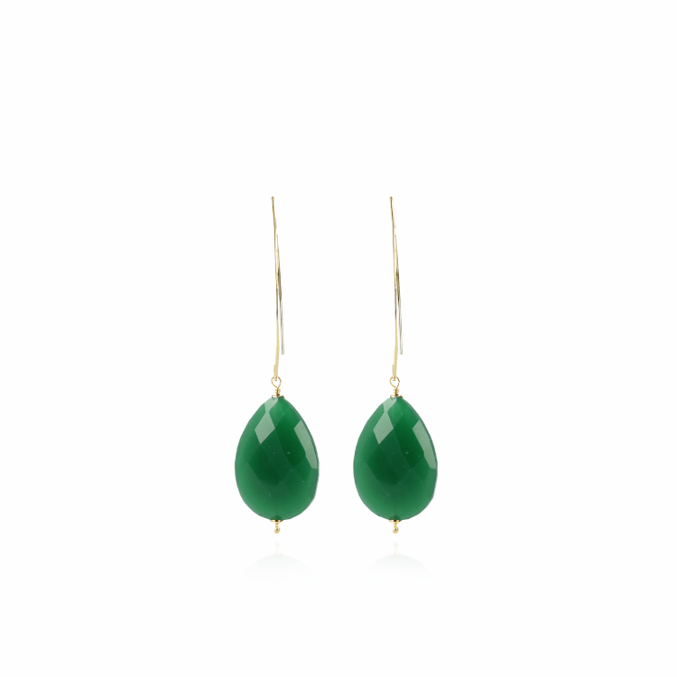 Afbeeldingen van QUARTZ DROP L FORREST GREEN OORBELLEN