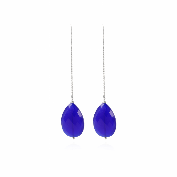 Afbeeldingen van QUARTZ DROP L ROYAL BLUE OORBELLEN