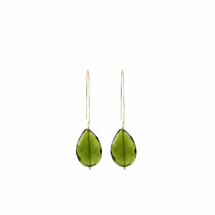 Afbeeldingen van NORE QUARTZ DROP M GREEN YELLOW OORBELLEN