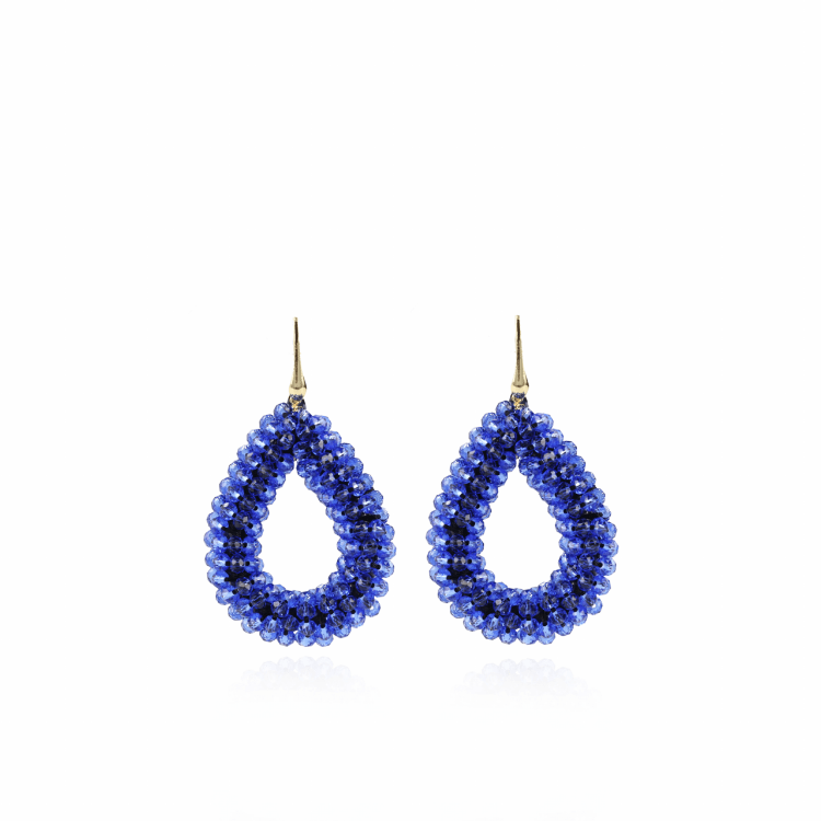 Afbeeldingen van BERRY GLASSBERRY DROP L ROYAL BLUE OORBELLEN